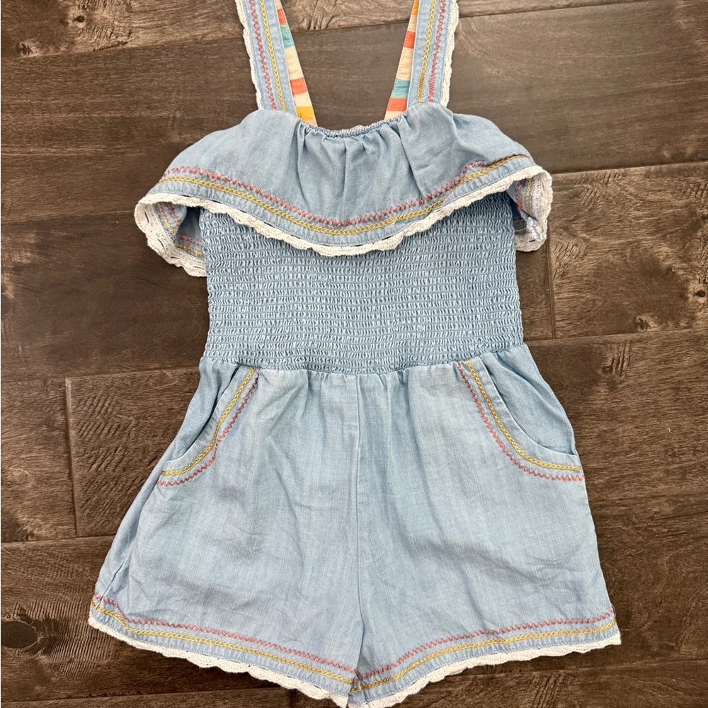 Matilda Jane Light Chambray Smocked Romper